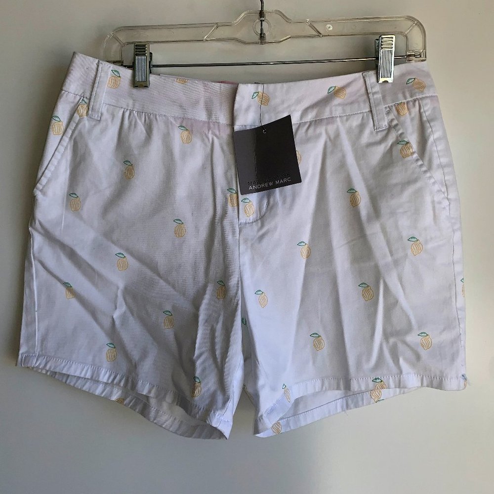 NWT MARC NEW YORK White 5" Shorts Size 6 Lemon Print